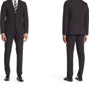 The Savile Row Co Brixton Skinny‎ Fit Dress Pants Black 38W